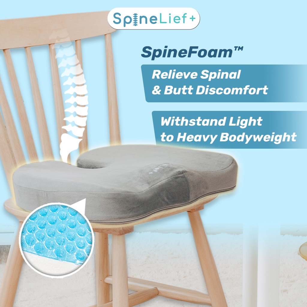 Spinelief - SpineFoam Coccyx Seat Cushion - Ergonomic Cushion Sciatica Pain Relief Coccyx Tailbone Memory