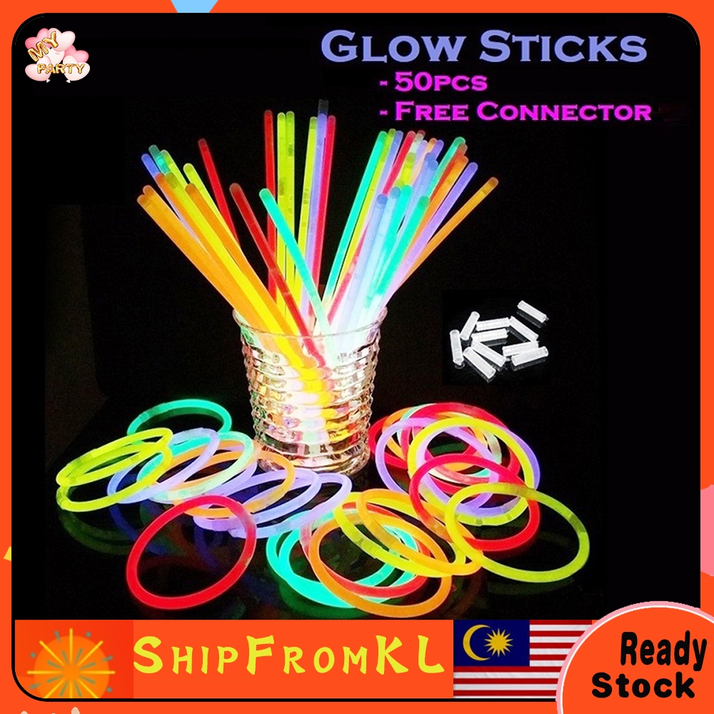 50/100pcs LED Glow Stick Bracelets Necklace Wristband Fluorescent Neon Concert Party Magic Kids Toys Gelang Lampu