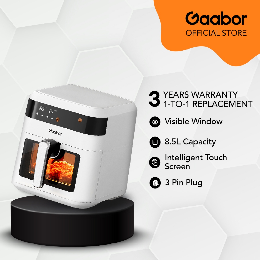 Gaabor Air Fryer Oven Visible XL Capacity Family Cooking Touch Screen Automatic Detect Power Cutoff (8.5L) GA-E85AS