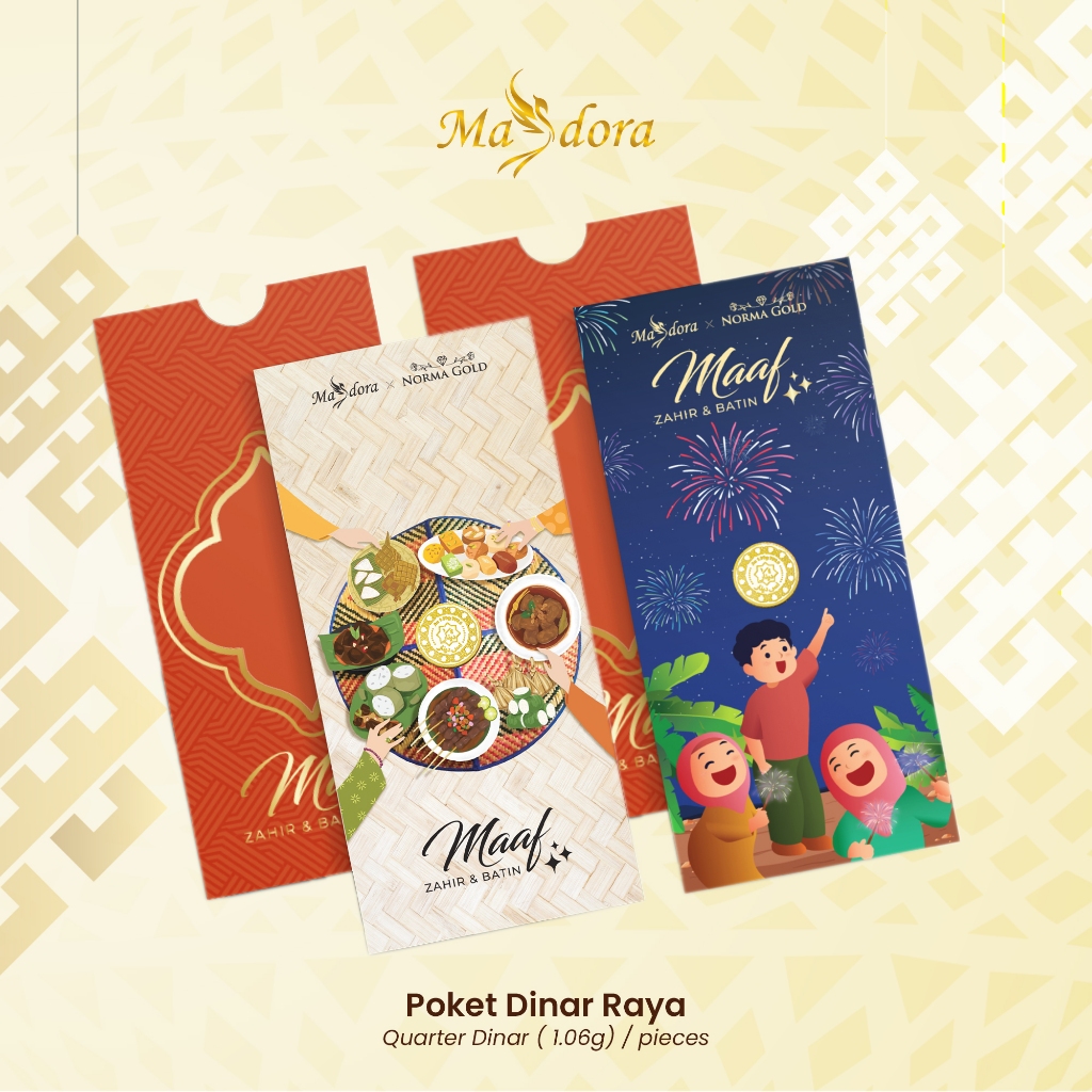 MASDORA 999.9 Gold 1/4 Dinar (1.06GM) Gift Series ~ Pocket 1/4 Dinar (1.06GM) Raya Collection 2024 (EMAS 999.9/24K)