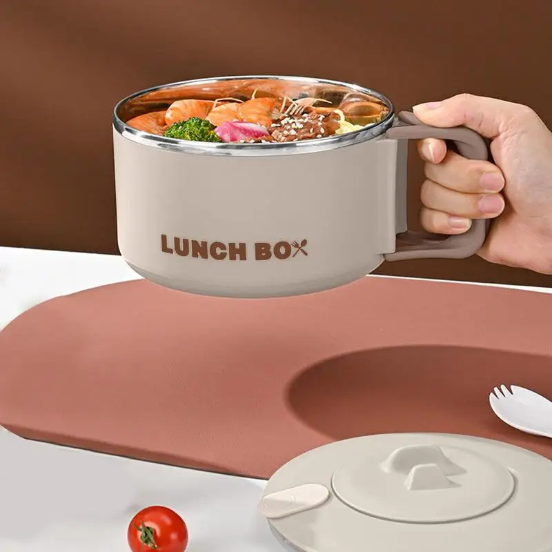 Ready Stock Instant Noodles Bowl Ramen Bowl Large Bowls Soup Mug with Lid Handle Ramen Cooker with Phone Holder 泡面碗