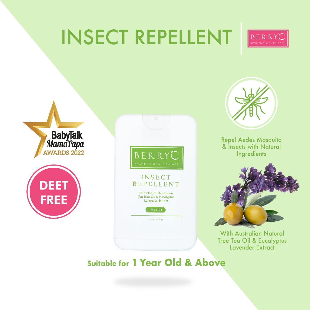 BerryC Insect Repellent (40ml) Kid & Adult Mosquito Insect Repellant 户外 防蚊 驅蚊 Natural DEET FREE