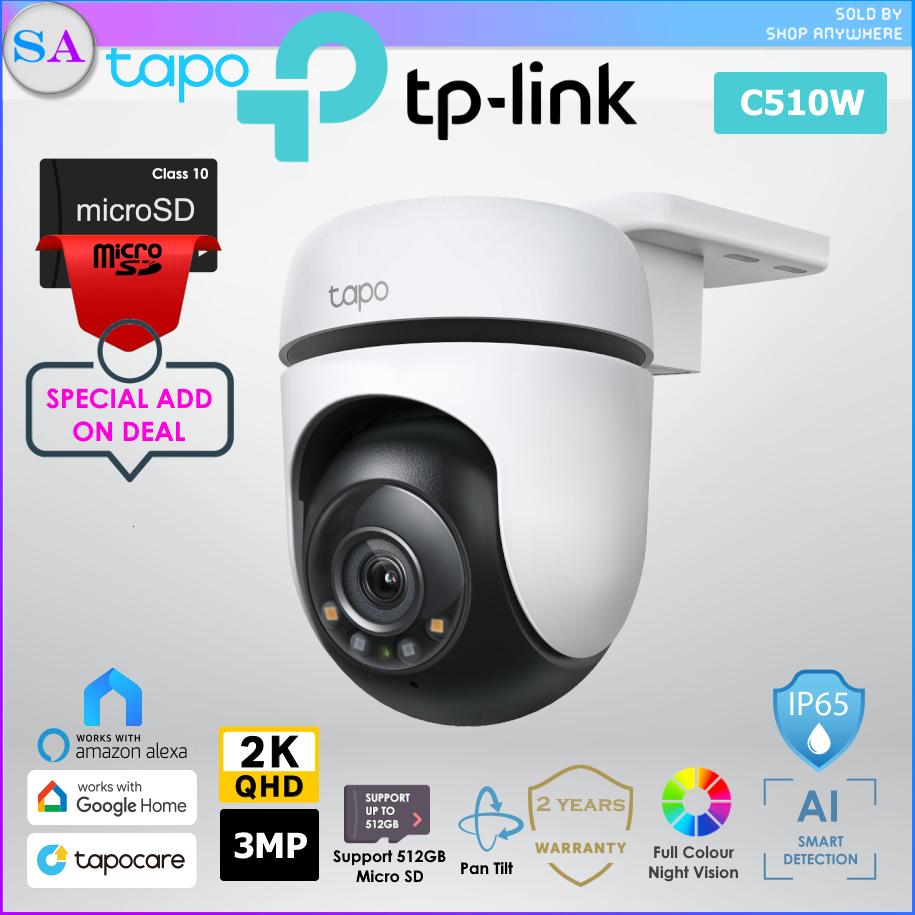 TP-Link Tapo C510W 2K CCTV Pan Tilt AI Outdoor Home WiFi Network Security Camera