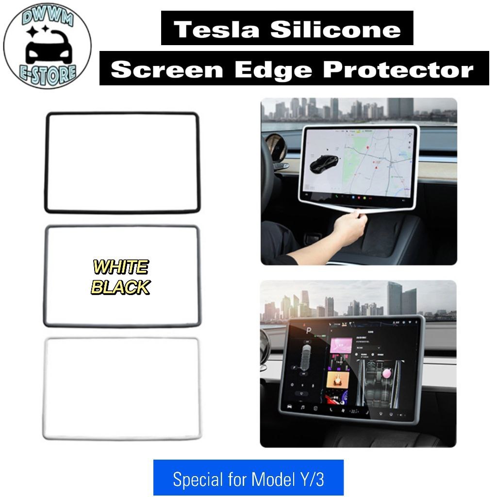 Tesla Model Y Model 3 Silicone Screen Edge Protector Protective Screen Frame Cover Tesla Accessories Decoration