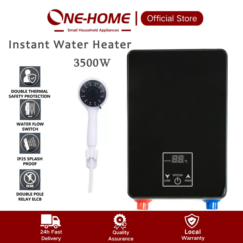 ONEHOME Instant Hot Water Heater Shower Mode Shower Head 3500W Quick-heating Electric LCD Touchscreen Water Heater即热式热水器