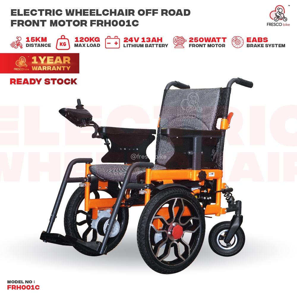 [FRH001C] Electric Wheelchair Heavy Duty Off Road Front Motor Foldable | Long Distance Kerusi Roda Elektrik