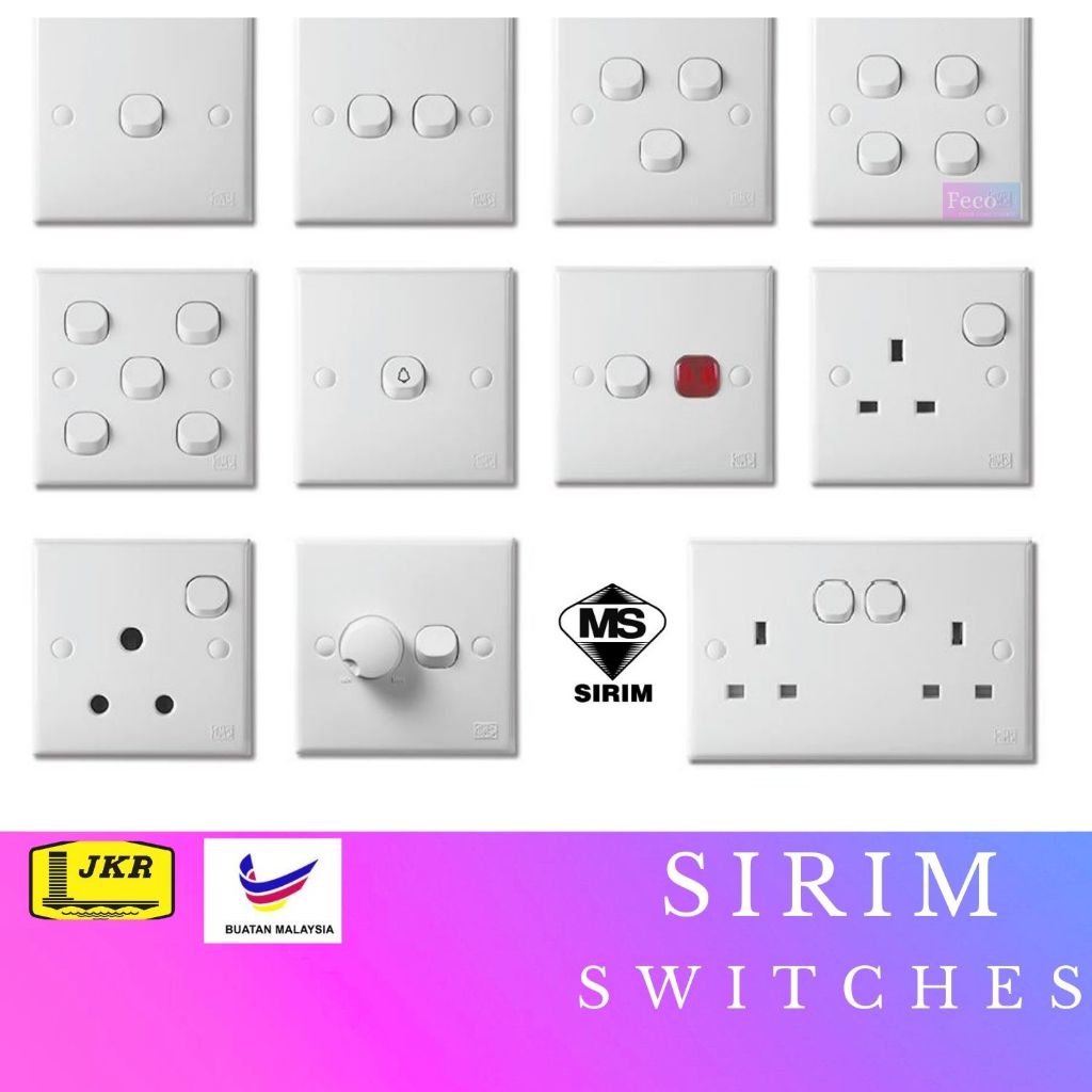 Socket and Wall Switch / SWITCHES / SWITCH LAMPU AFFLE PLUS SERIES WHITE SWITCHES & SOCKETS