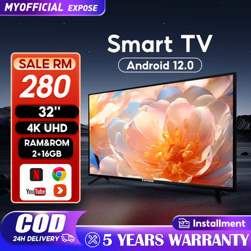 Smart TV 43 inch 32 inch Android TV 4K Android 12.0 murah Digital TV LED With Google/Netflix 3 years Warranty