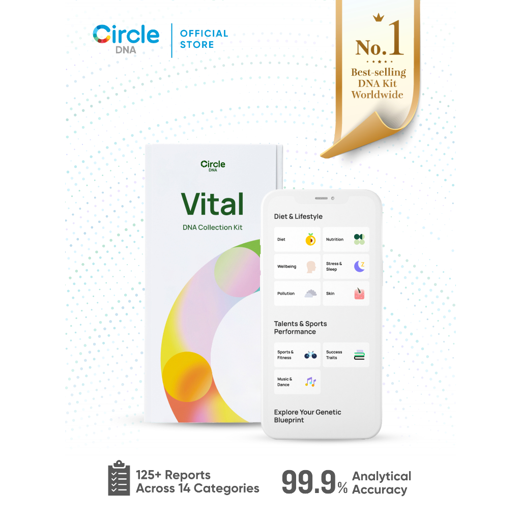 CircleDNA Vital DNA Kit - DNA Health Monitor Test (1 box)