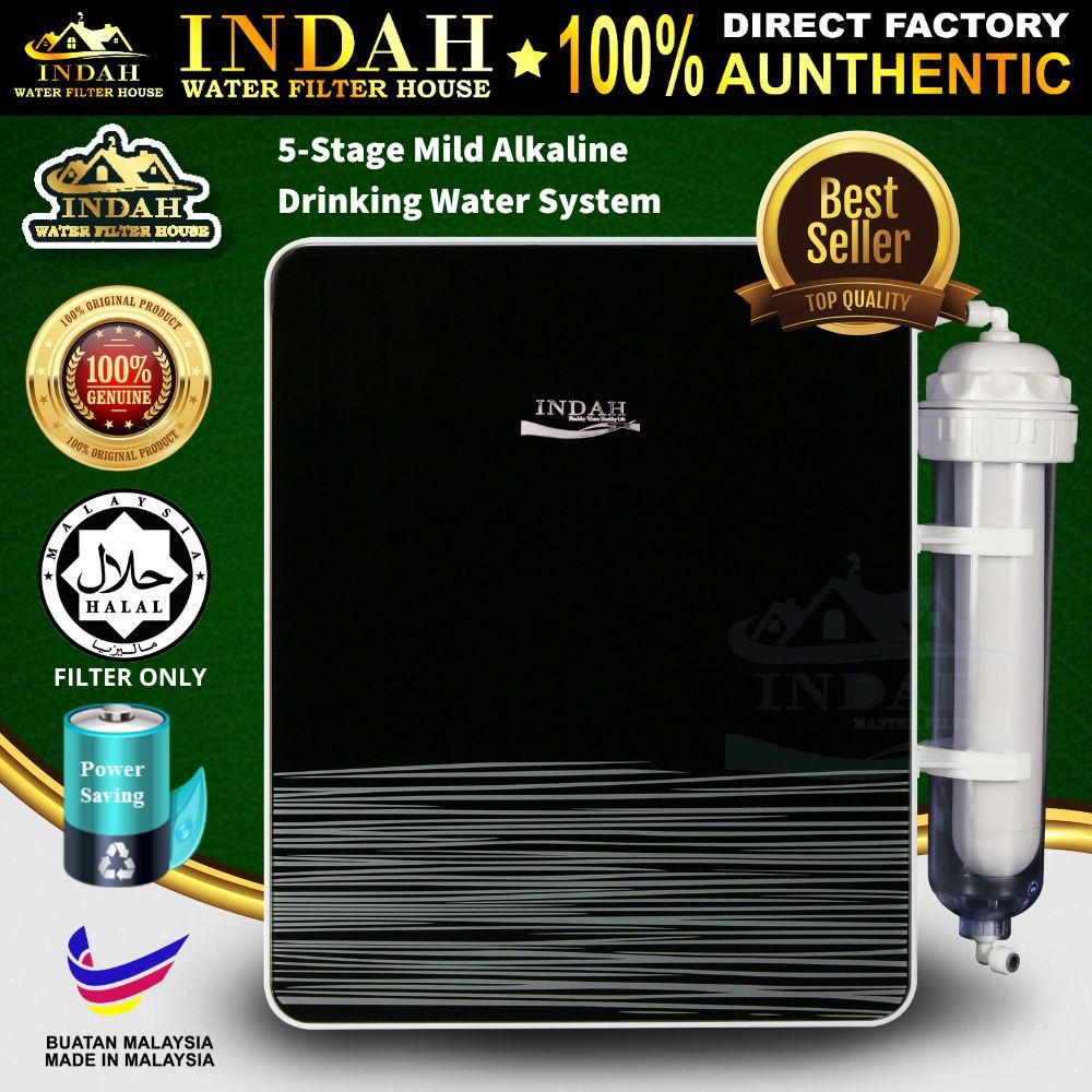 INDAH 5 Stage Mild Alkaline Drinking Water Filter System Water Purifier with JAKIM Halal & SIRIM Filter Model: IN3000