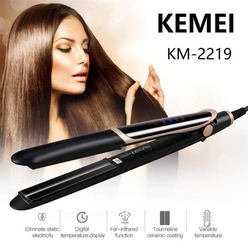 KEMEI KM-2219 Infrared Hair Styling Tools Hair Straightener and Curler Porable Hair Curling Straightening Mac READY