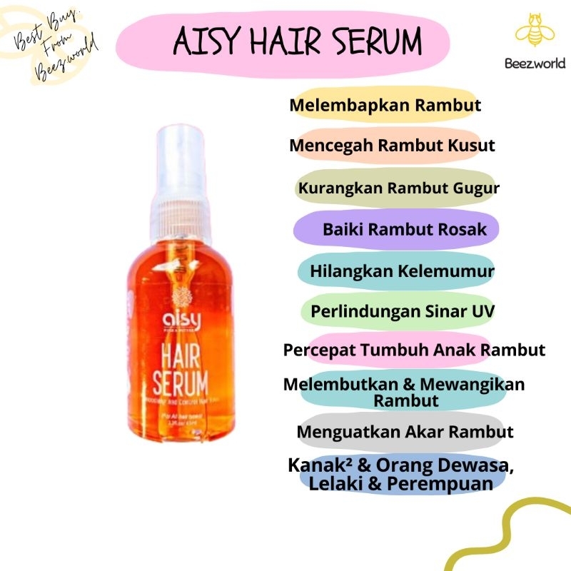 Aisy Serum Vitamin Rambut Merawat, Melembut & Mencantikkan Rambut Nipis Hapak Kelemumur Kusut