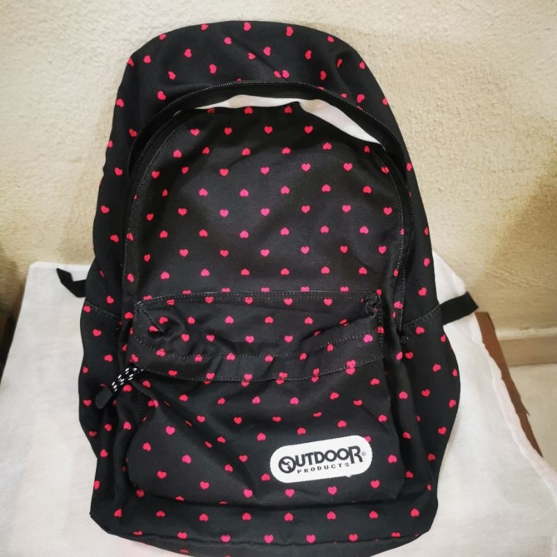 OUTDOOR PRODUCTS Backpack (black x pink heart pattern)