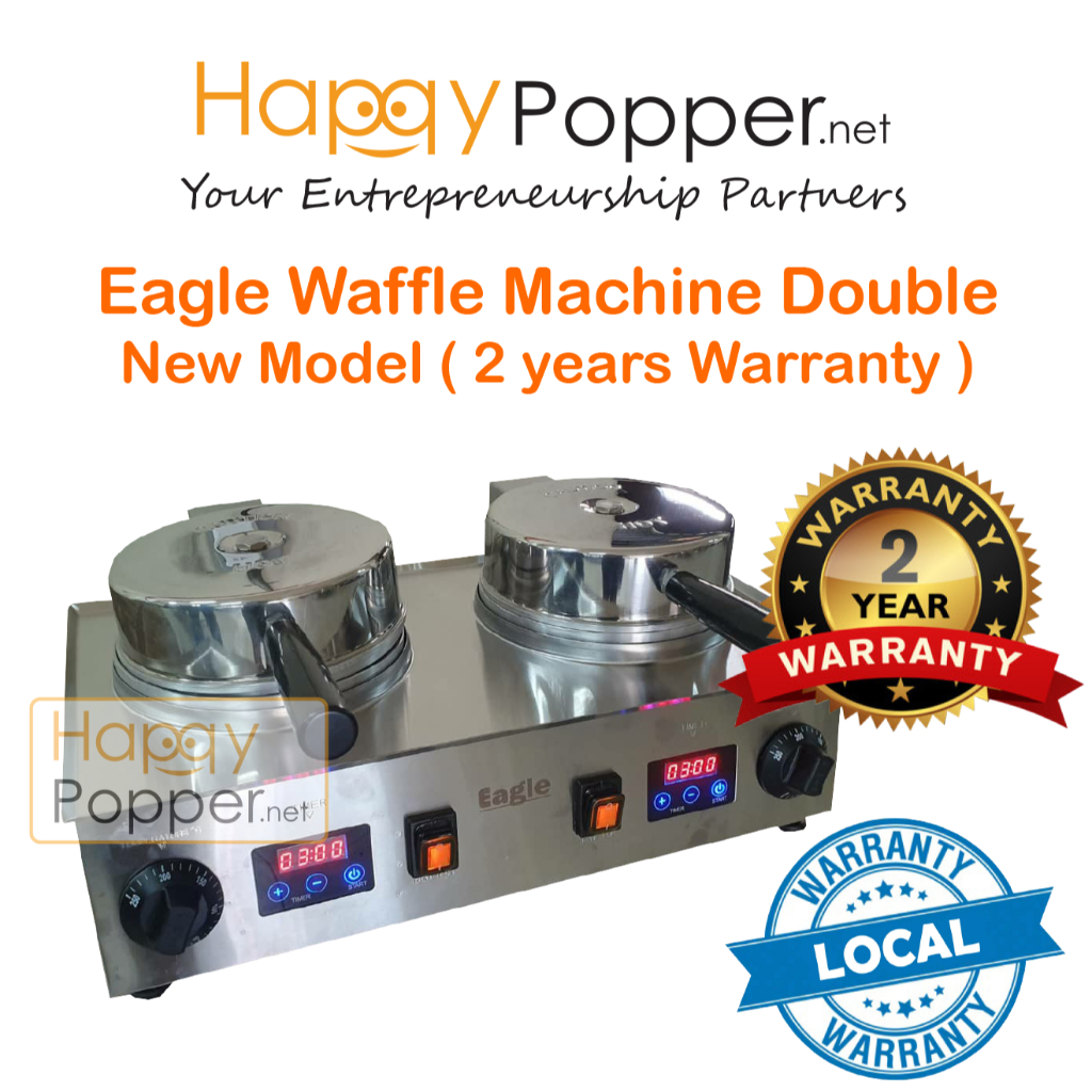 Happypopper Commercial New Model Digital Timer Eagle Waffle Machine Double Electric Heavy Duty Mesin Wafer Eagle商用华夫炉松饼机