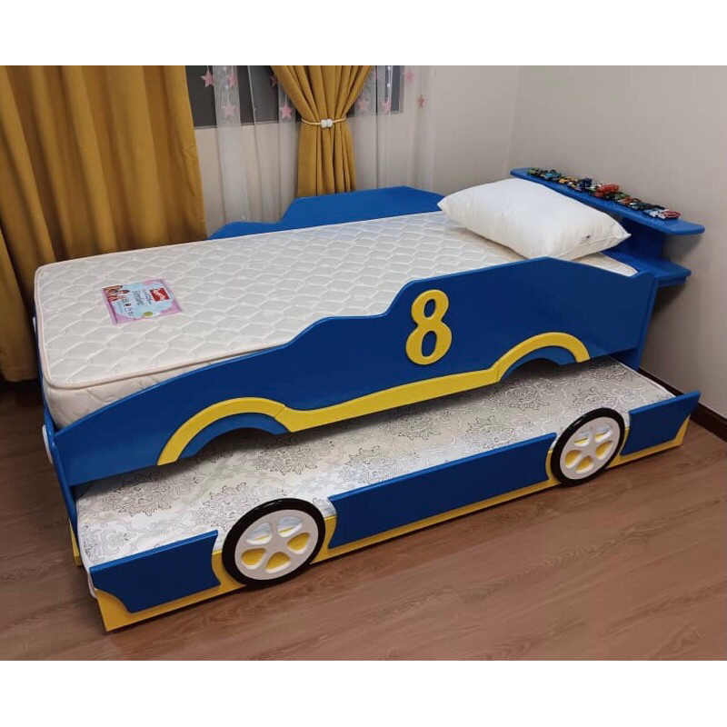 Double Decker Sports CAR BED, Single !! COULD CUSTOMIZE SIZE & COLOR!! Mattress not included!! Pull out BED FIT 4-5" mat