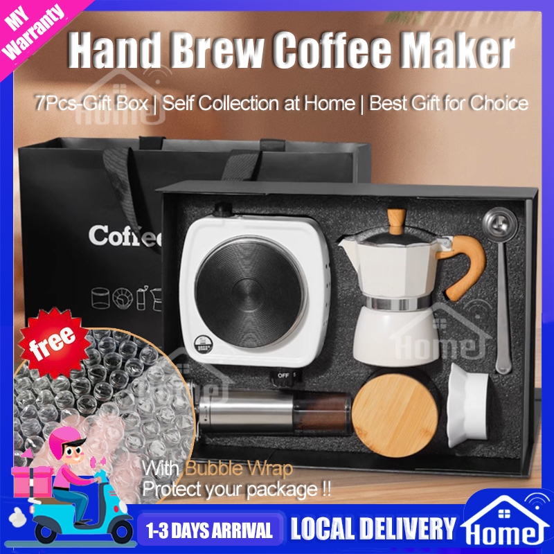 🔥7Pcs Hand Brew Coffee Maker Set Moka Pot Coffee Maker Espresso Coffee Machine With Grinder Electric Stove for Gift 咖啡套装