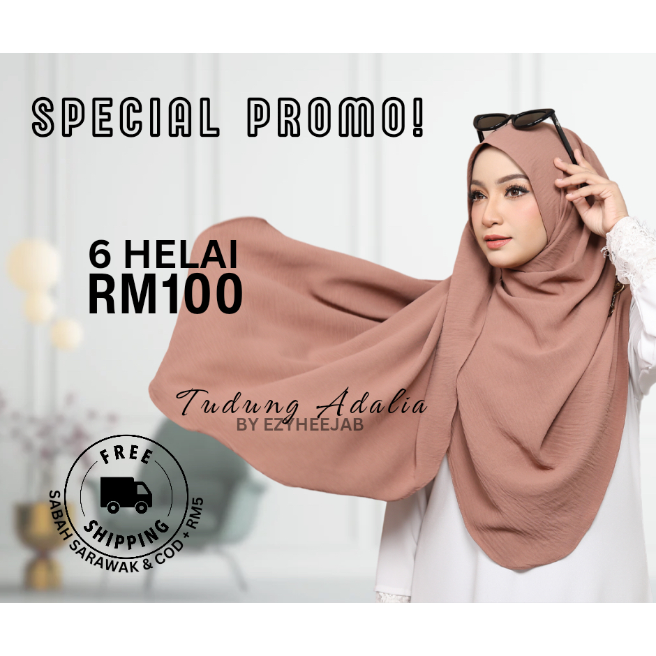 [PROMO] Tudung Sarung 5 Saat Adelia Instant shawl Italian Cey Crepe Ironless