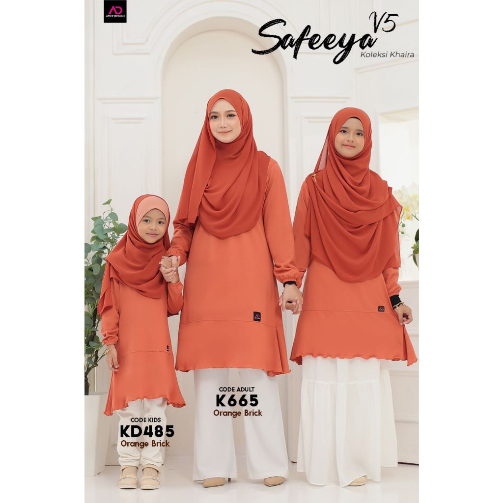 Cotton | SAFEEYA Atief Design - Tshirt Muslimah Kanak-Kanak | Blouse Kanak-Kanak | Girl Shirt | Baju
