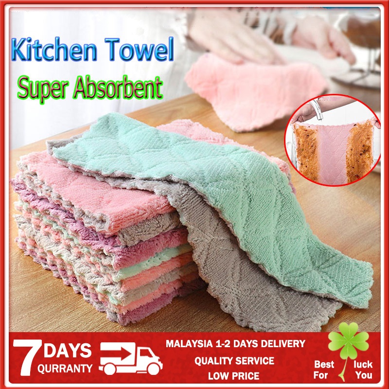 Kitchen Towel Microfiber Kain Lap Super Absorbent Kitchen Rag Cleaning Rag Kain Dapur Table Oil Free Dishcloth 纤维厨房布