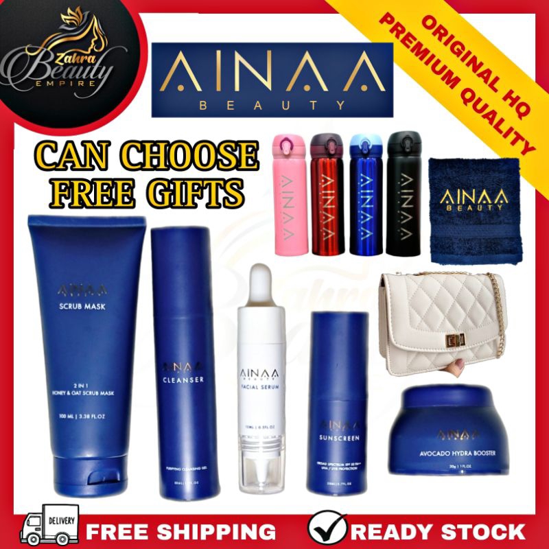 AINAA CLEANSER | AAINA BEAUTY SKINCARE SET | PEMBERSIH MUKA AINA HAFIZ MAHAMAD [ ORIGINAL HQ] + FREE GIFTS