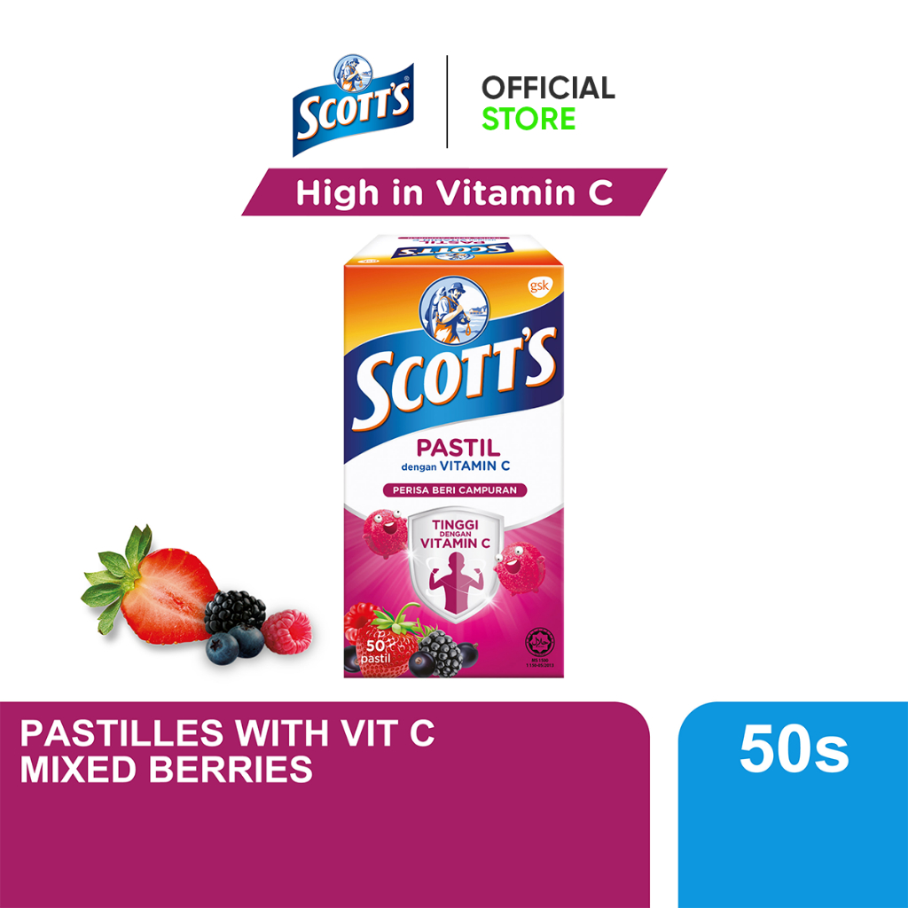 Scott's Vitamin C Pastilles Children Supplement - 4 Flavours (50 pastilles/100g)