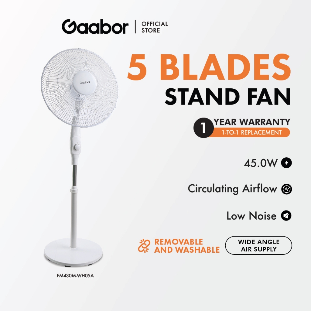 【NEW ARRIVAL】Gaabor Fan 45W 3 Speed Adjustment Quiet Lightweight Low Noise Stand Table Fan FM430M-WH05A