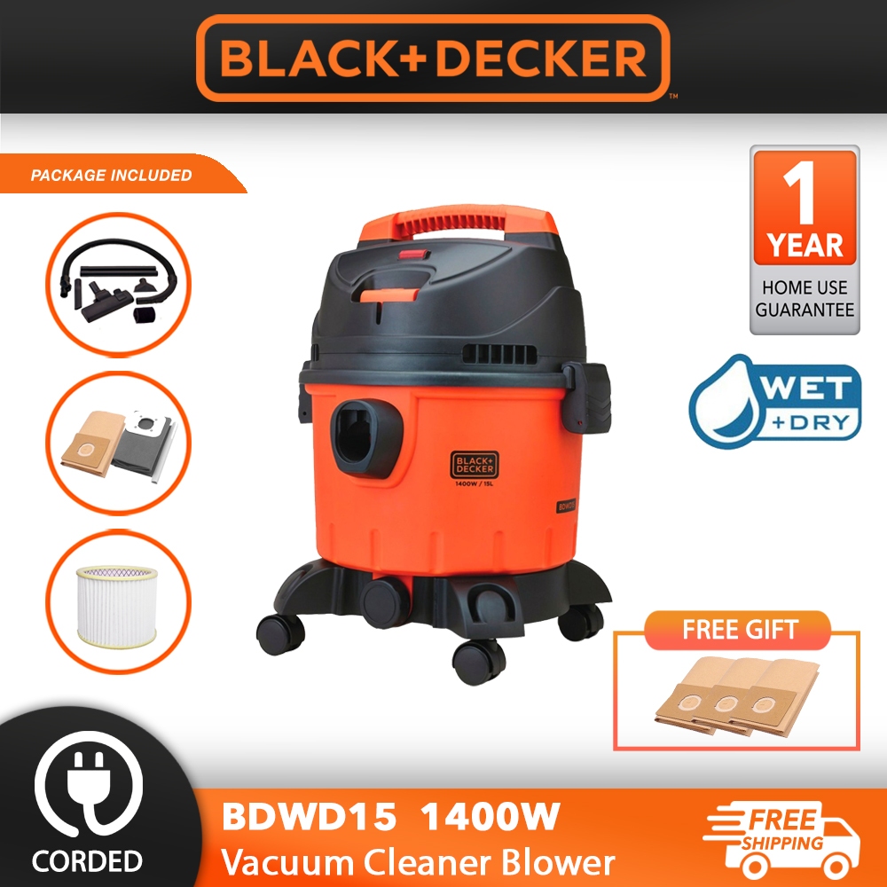 Black & Decker Wet & Dry Vacuum Cleaner Blower (1400W) BDWD15 15L