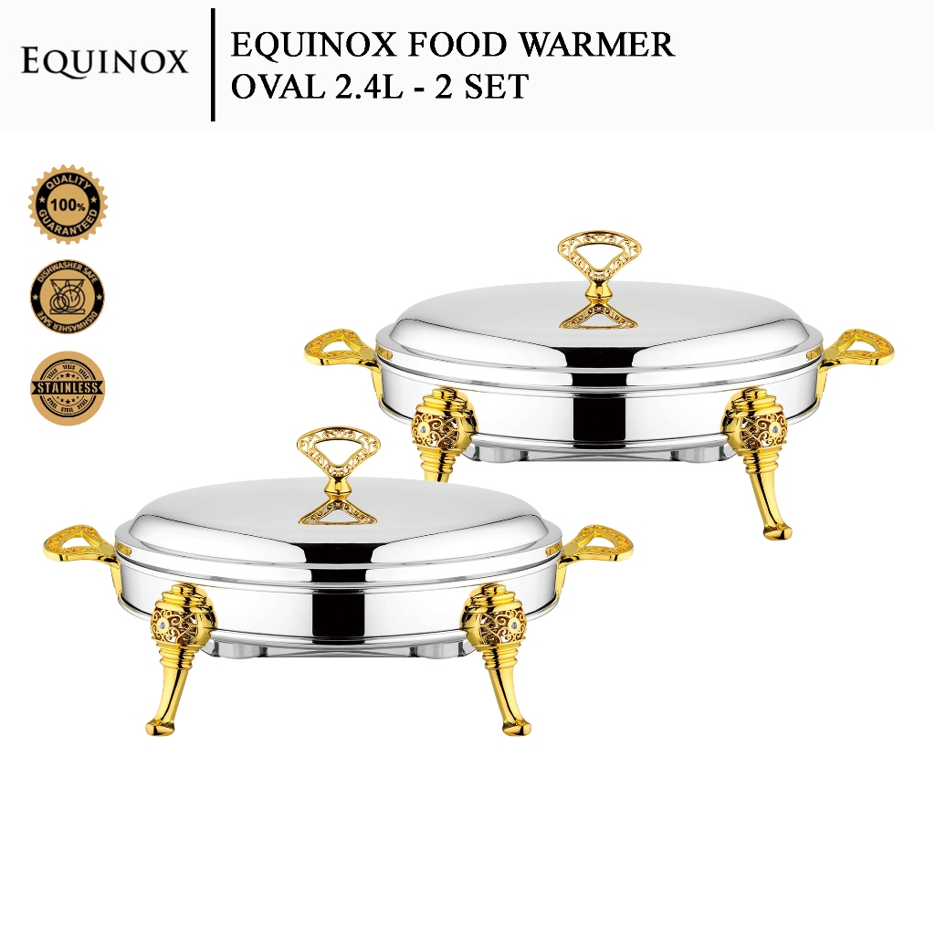 2 Set Equinox Stainless Steel Oval Food Warmer (2.4L)