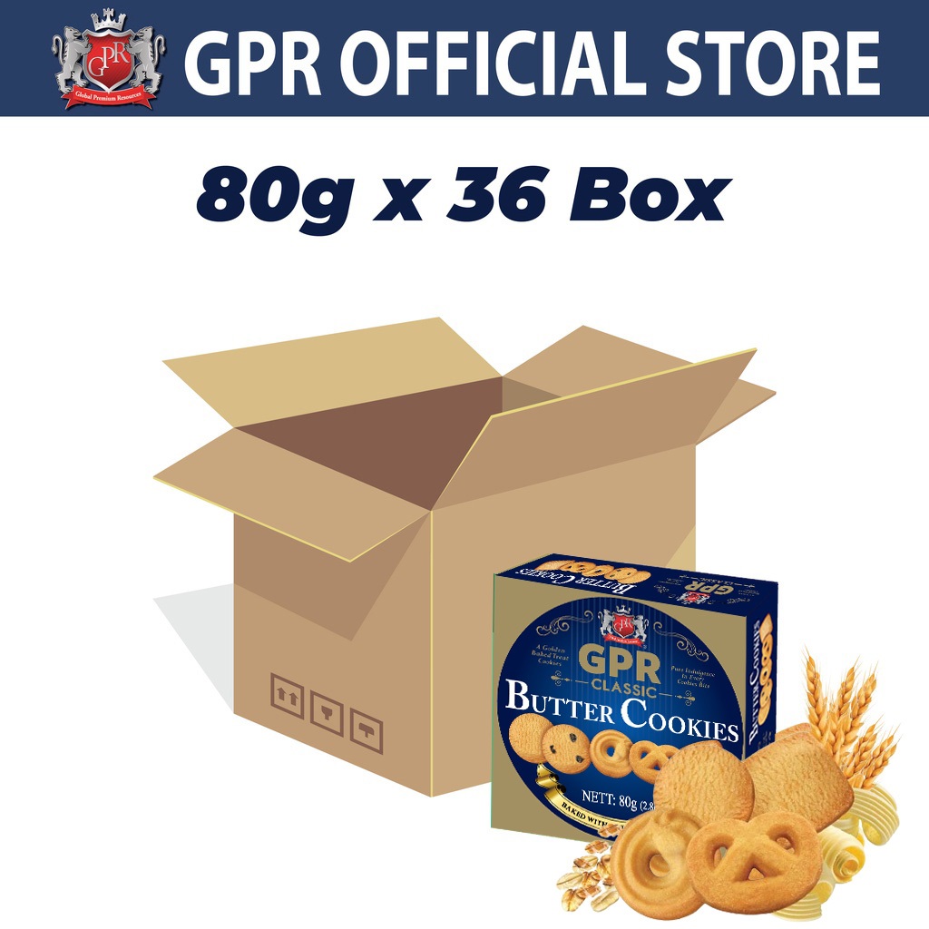 【Carton Deal】GPR Royal British Butter Cookies 80g x 36 box Biscuit Biskut Wedding Doorgift 001Ctn