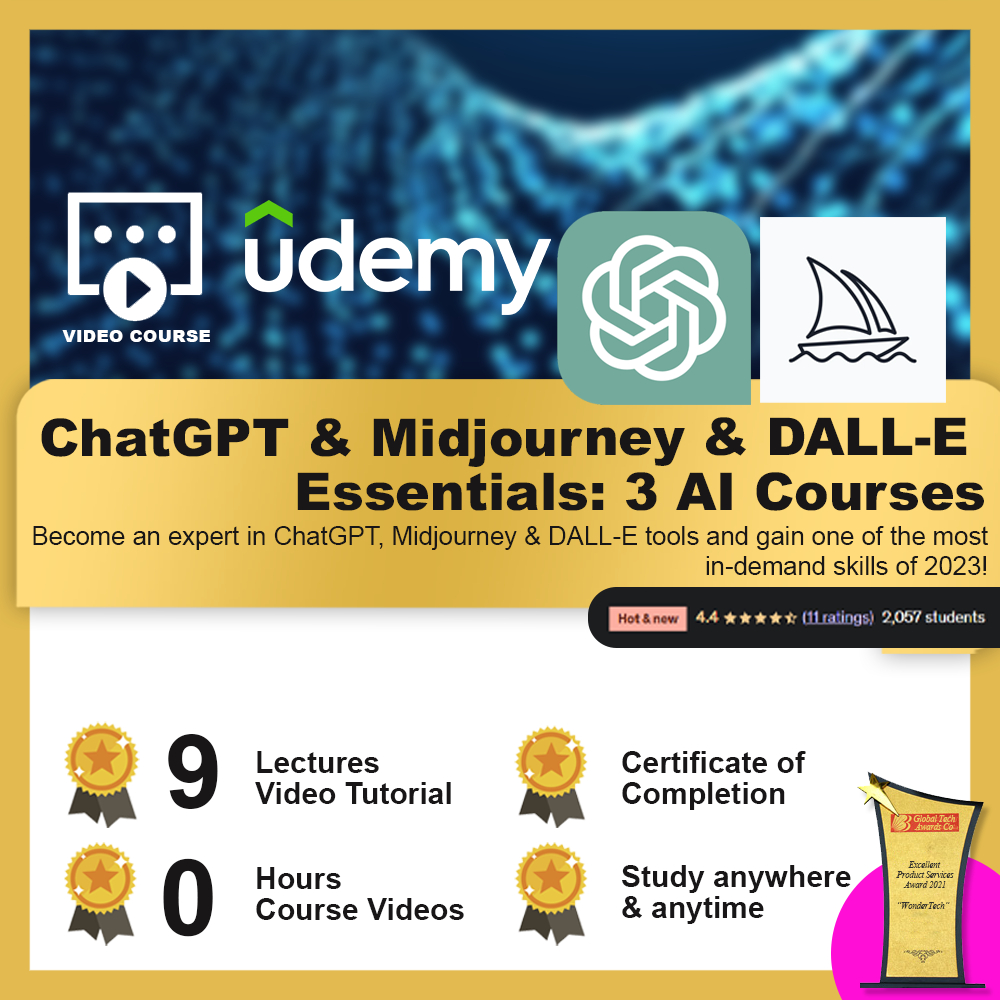 [Video Course]  ChatGPT & Midjourney & DALL-E Essentials: 3 AI Courses