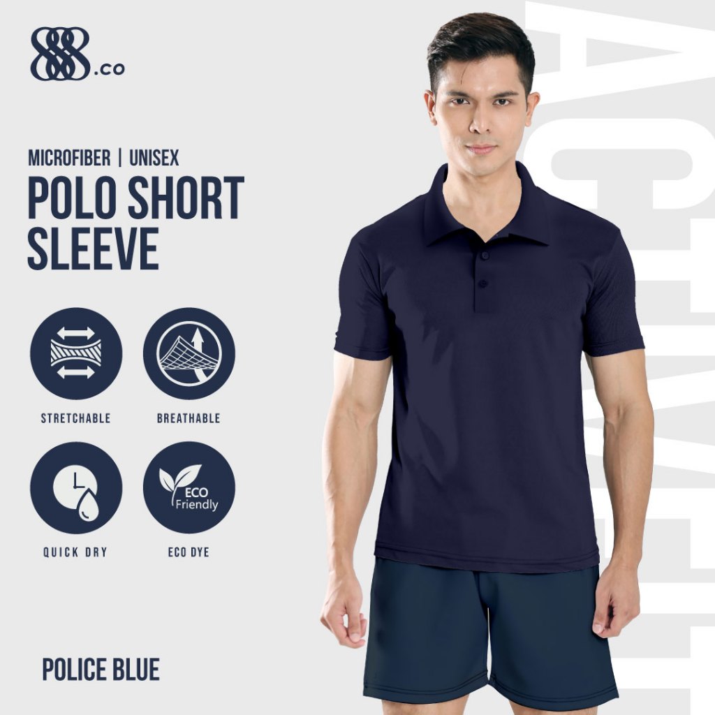 888.CO MICROFIBER POLO COLAR T-SHIRT (FAST-DRY/COOL-MAX) ANTI-BACTERIA POLICE BLUE