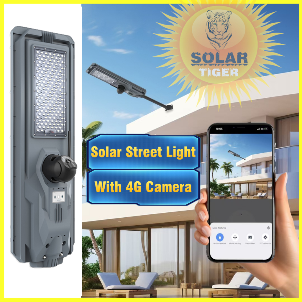 SolarTiger Solar Street Light with 4G Camera Waterproof Outdoor Lighting Terang