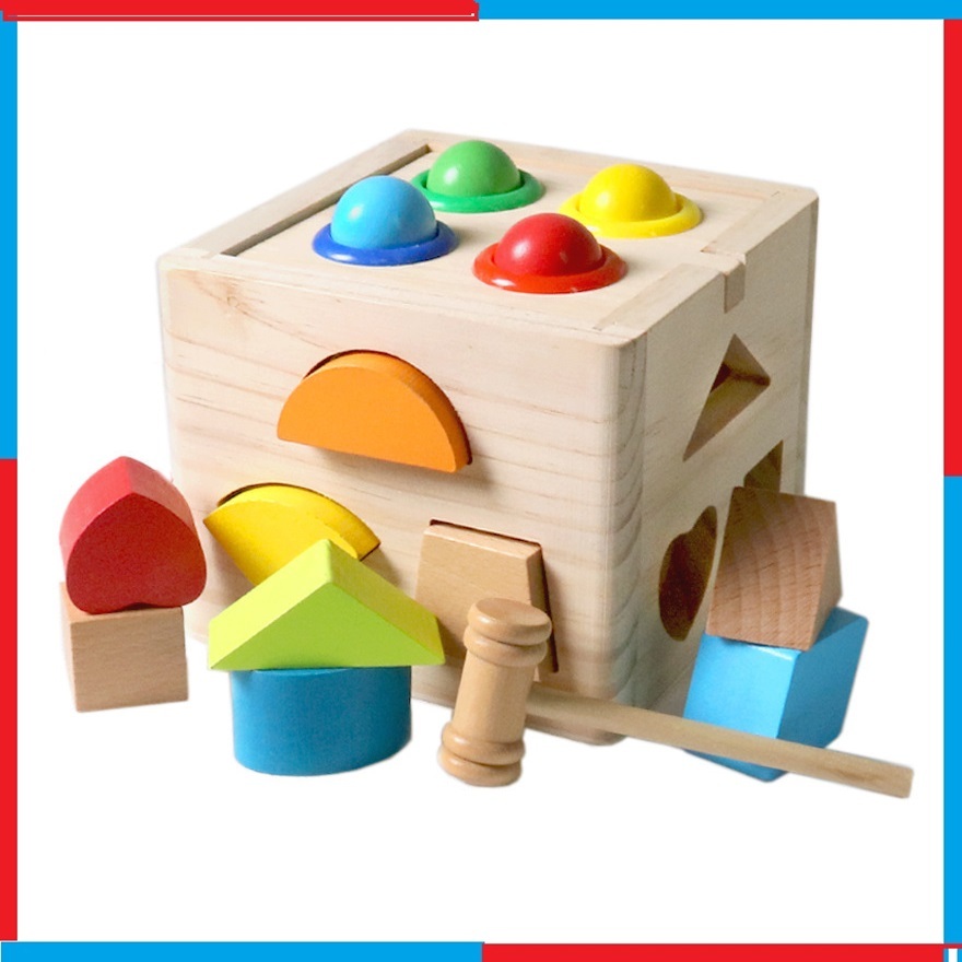 New Montessori Color Shape Cognitive Matching Knock Training Kids Limb Ability Hand-Eye Coordination Toys