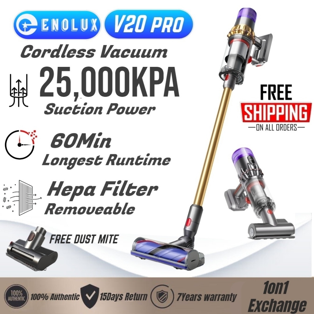 🔥SPECIAL PROMO🔥 ENOLUX V-Series Model V20 ULTRA PRO Cordless Vacuum Cleaner Storm Power (MY 3 pin plug) 超强吸力 无线手持吸尘机