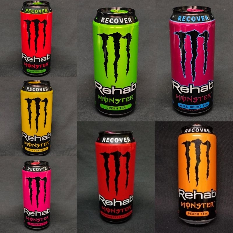 MONSTER ENERGY RECOVER REHAB USA 458ml 473ml Energy Drink Zero Sugar Tea Lemonade Strawberry Peachy Raspberry