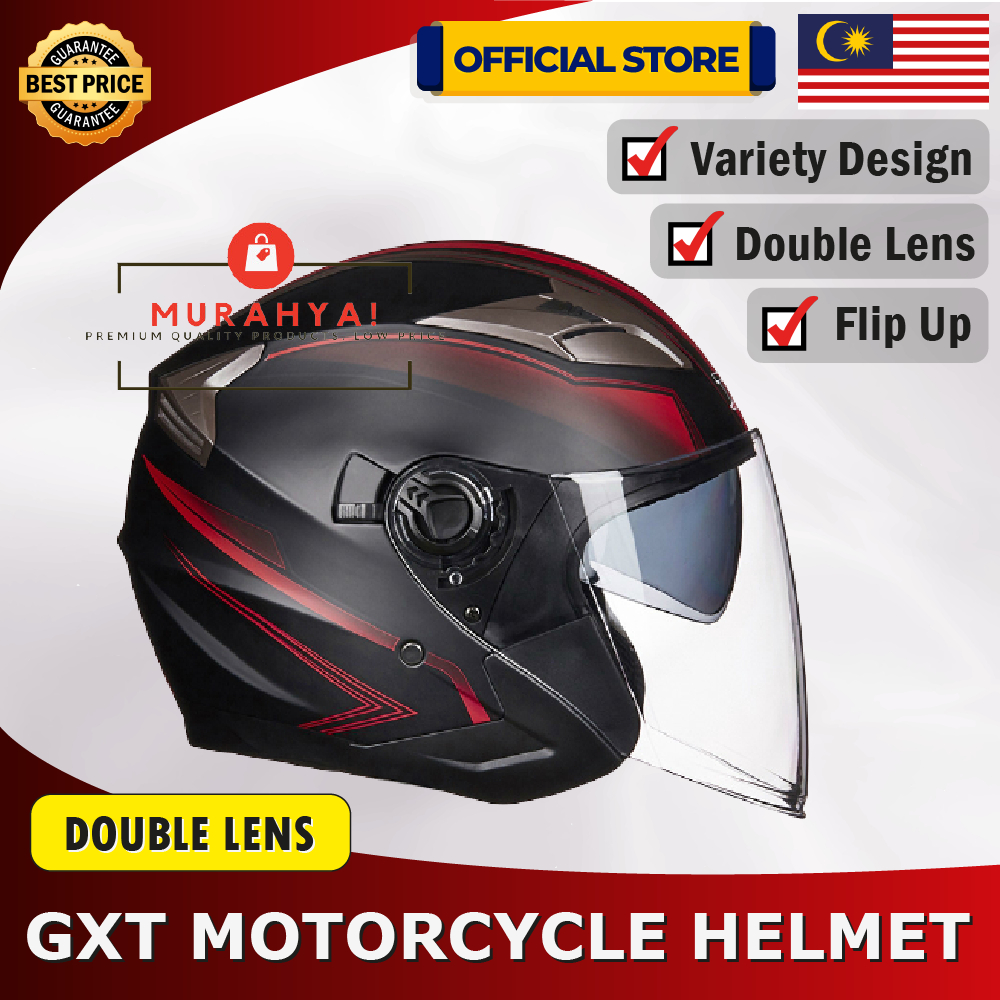 GXT™ Helmet motor Topi keledar motorcycle GXT helmet double visor open face motosikal bike helmet moto Stylish dual lens