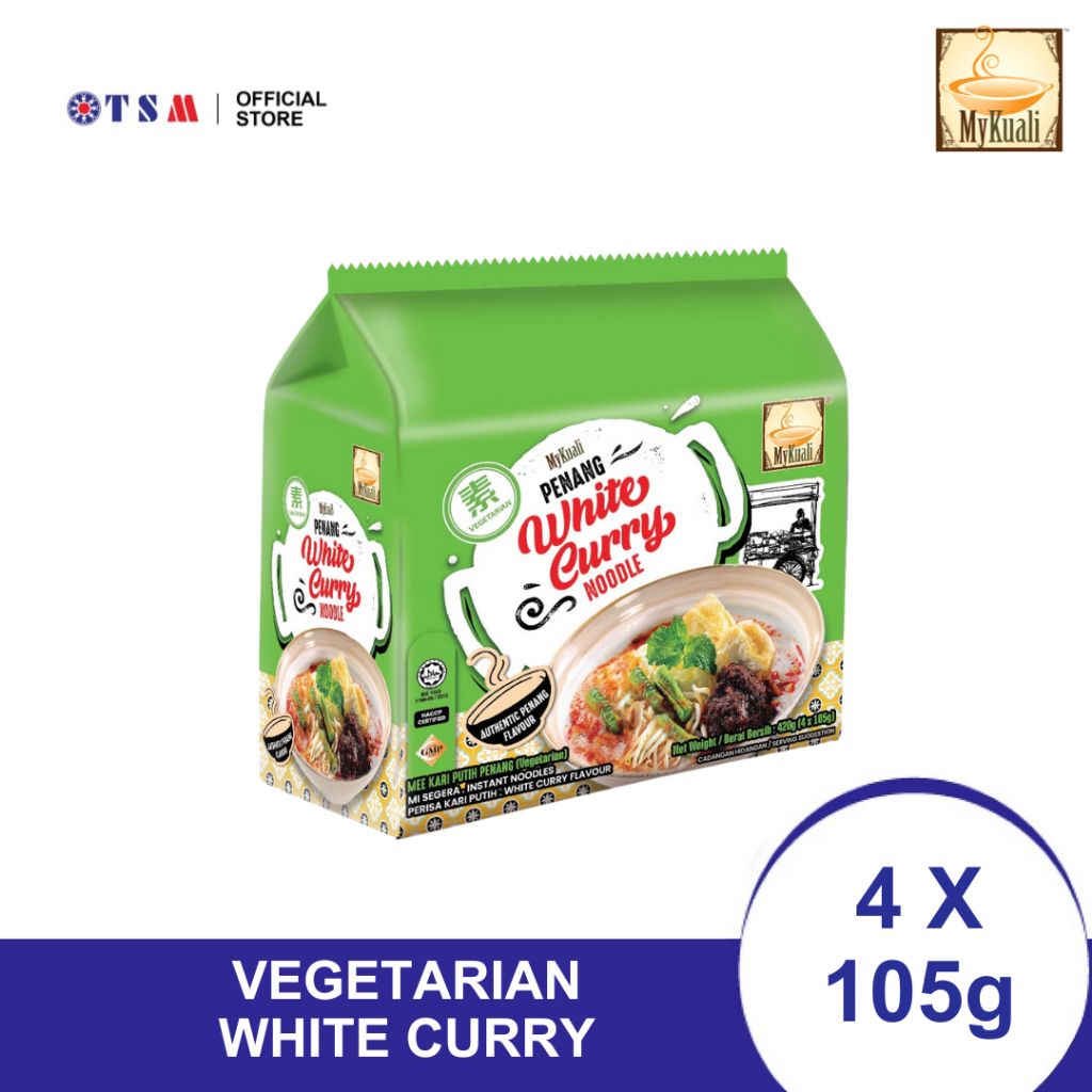 MYKUALI PENANG NOODLE - VEGETARIAN WHITE CURRY (105GX4)