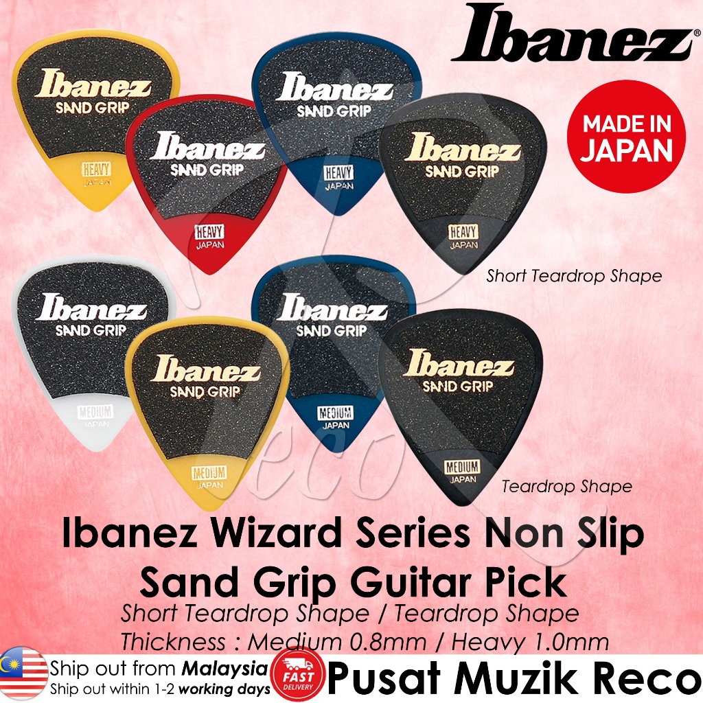 Ibanez Wizard Series Sand Grip NON SLIP Acoustic Electric Guitar Pick Medium Heavy (4pcs) Gitar Akustik Elektrik