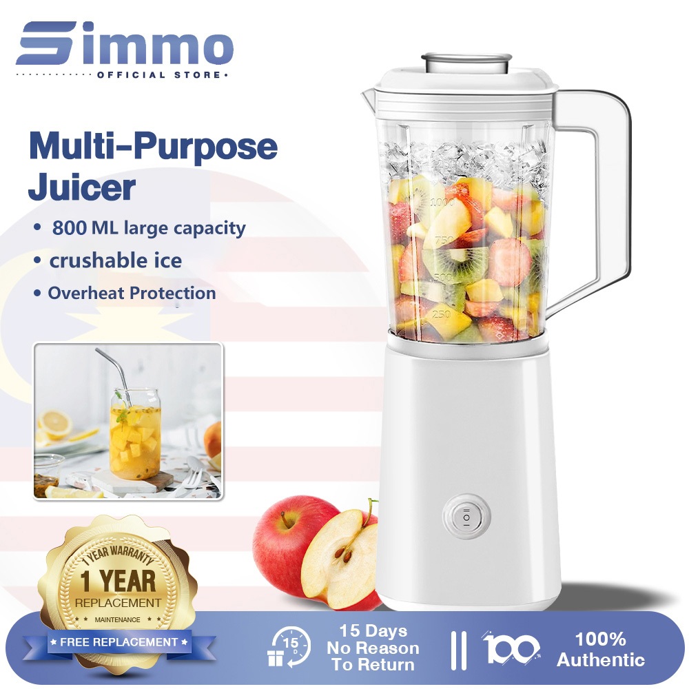 Simmo Blender Buah Fruit Blender 800ml+200ml Large Capacity Multi-functional Juice Blender 304 Stainless Steel Blades