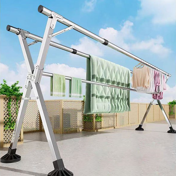 Extendable Ampaian baju Stainless Steel Telescopic Cloth Hanger/Foldable Cloth Drying Rack/Penyidai Baju Rak
