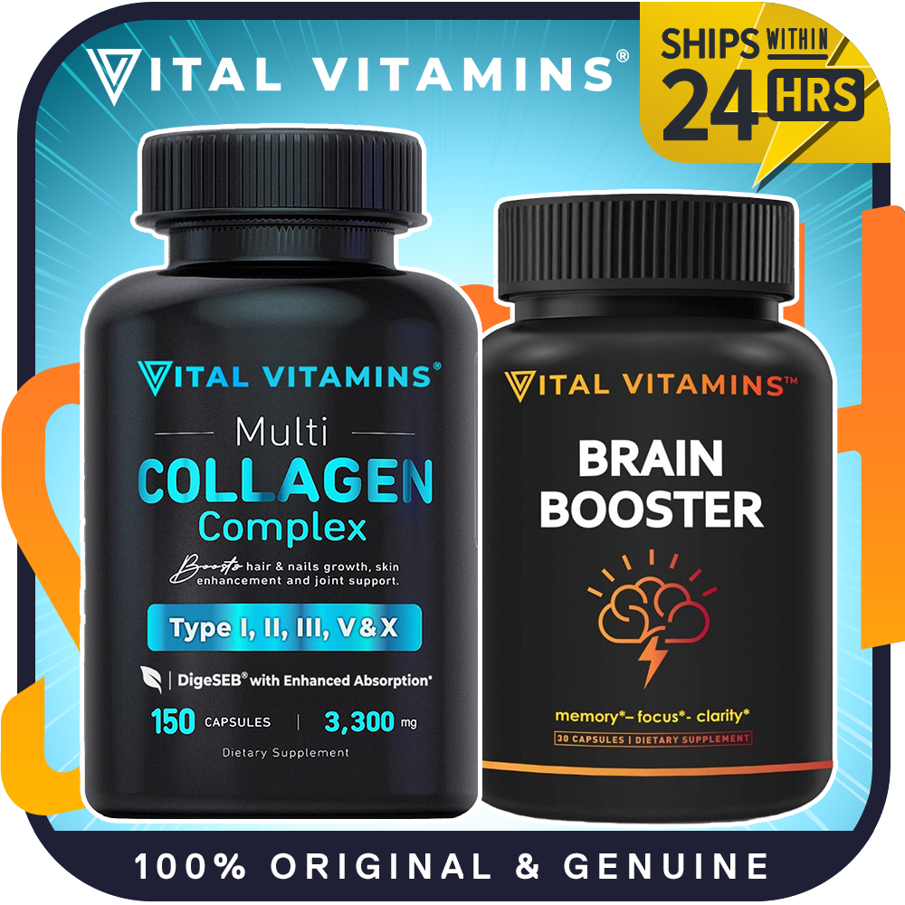 GENUINE Vital Vitamins Brain Supplements for Memory and Focus l Multi Collagen Complex | Multi Collagen Complex Plus