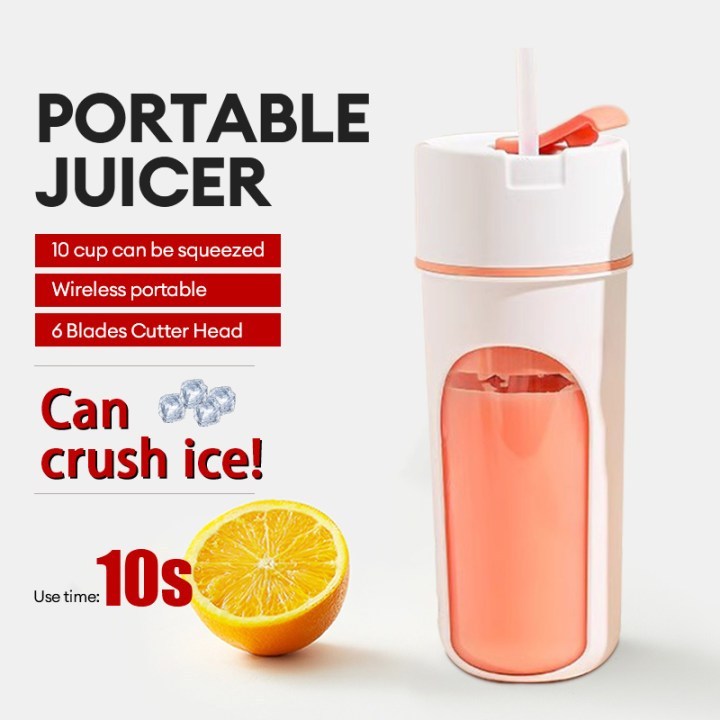 Portable Juicer Blender buah Mixer with Straw 6 Blades Mini Juice Fruit Extractors Wireless Household USB Juice Blender