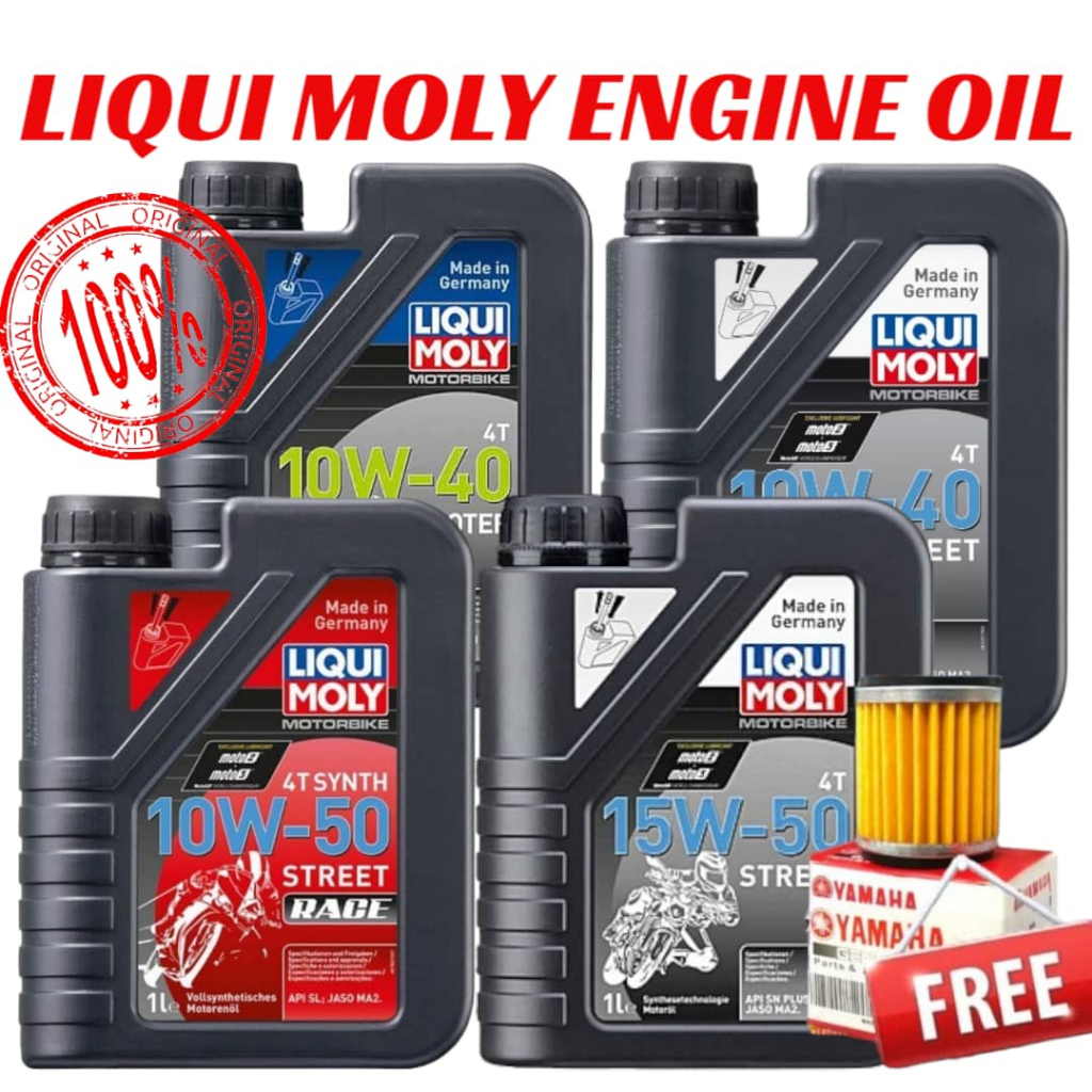 100% Original LIQUI MOLY 4T Engine Oil Minyak Hitam Semi Synthetic 15W50 10W40 Fully Synthetic 10W50 Scooter 10W40
