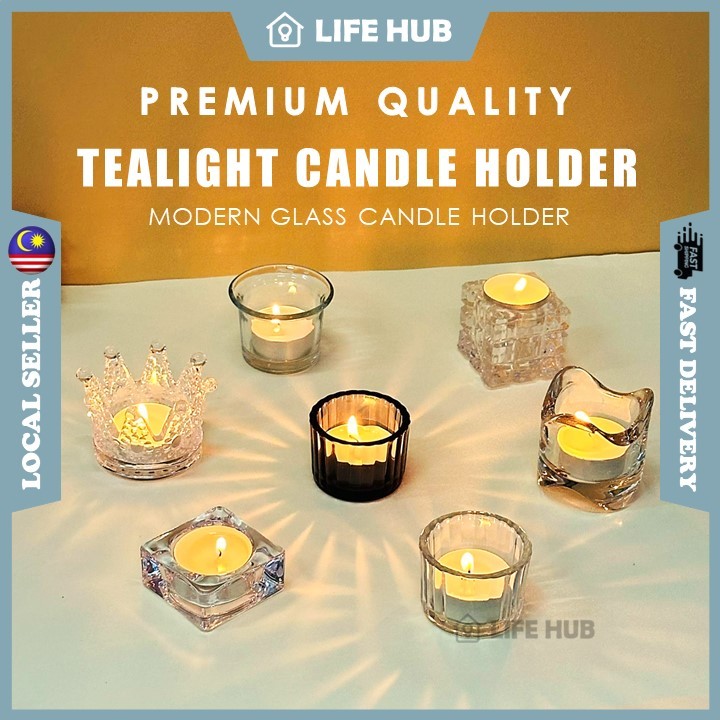 【6 TYPE】 Tealight Candle Holders DecorationTealight Holder Candle Glass Holder Candle Cup Bekas Lilin Kecil 玻璃烛台 小圆蜡烛烛台