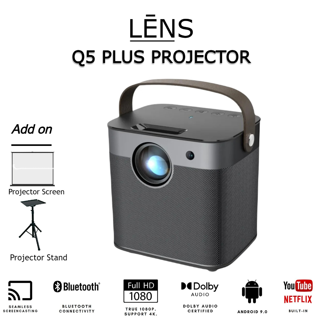 Q5 PLUS Projector 7500 Lumens Android 12 Mini Portable Projector 4K Ultra HD Wifi Bluetooth Home Projector