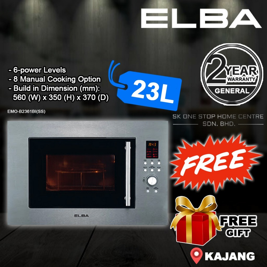 (Authorised Dealer) ELBA EMO-B2361BI(SS) 23L BUILT-IN MICROWAVE+ELECTRIC OVEN / MICROWAVE OVEN ELBA 2361 STAINLESS STEEL