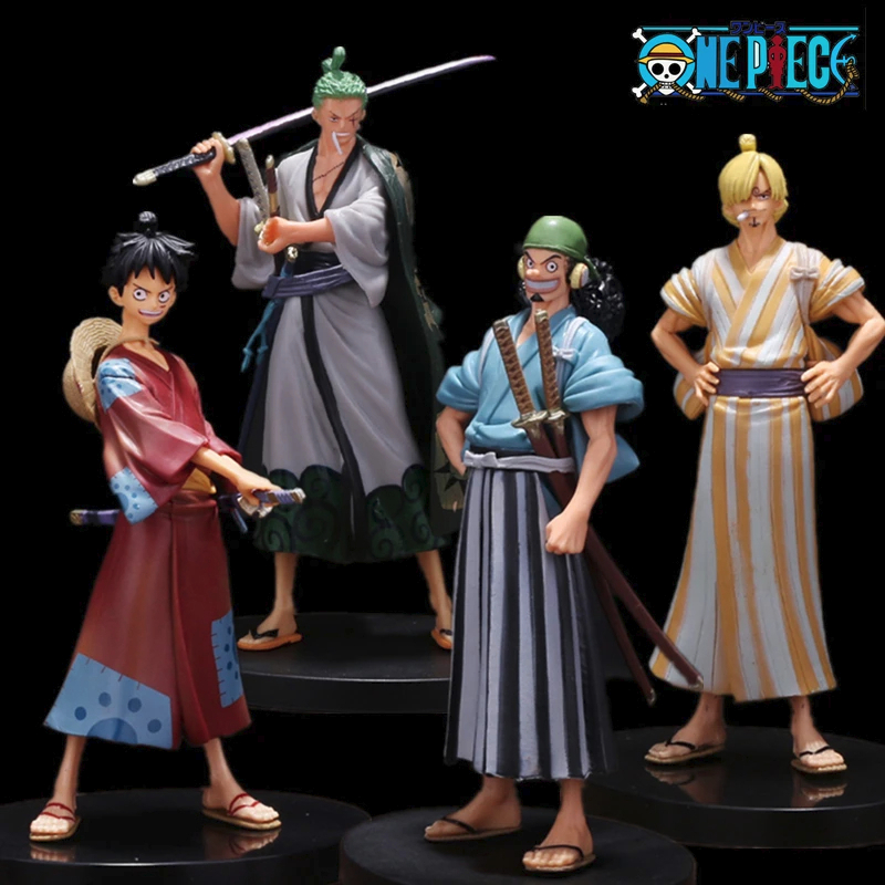 One Piece 17cm Anime Figures Luffy Zoro Sanji Usopp Kimono Figures PVC Toys