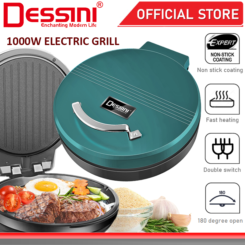 DESSINI ITALY 180° Open 26CM Double Sided Non-Stick Electric Baking Pan Pizza Crepe Pancake Maker BBQ Grill Pot Cooker