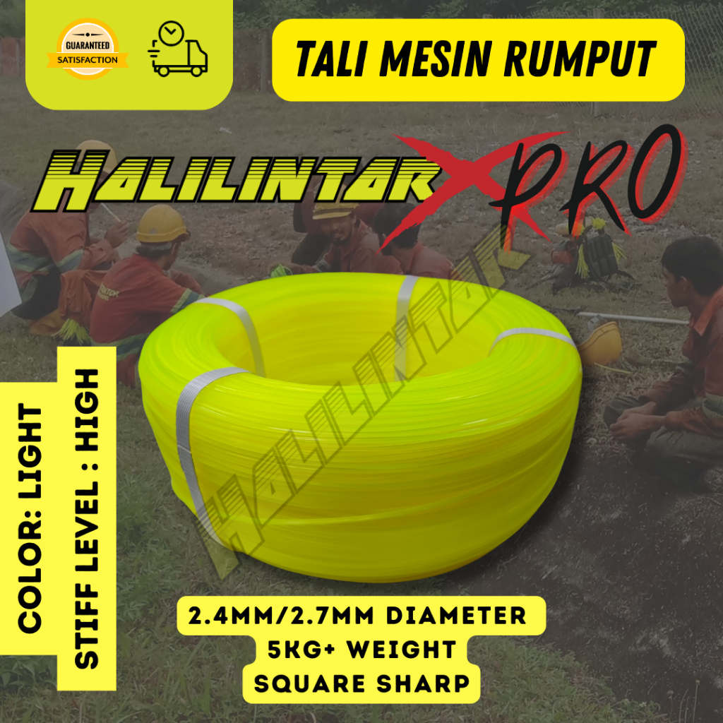 HALILINTAR Trimmer Line Neon Yellow 2.4mm 5kg Nylon for Grass Cutter / Halilintar Tali Mesin Potong Rumput 2.4 mm