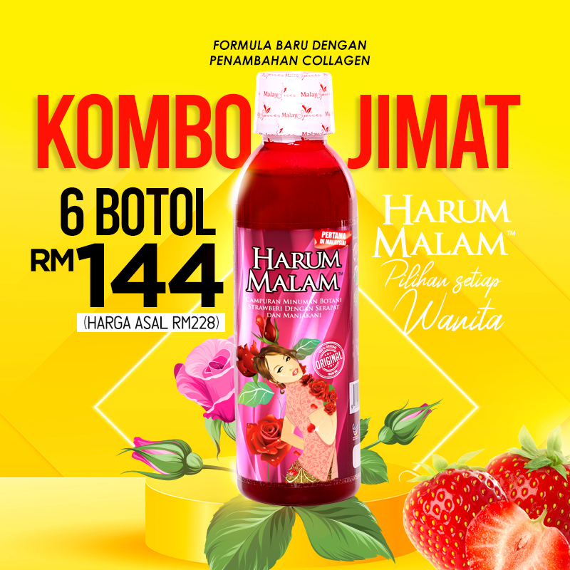 COMBO 6 BOTOL JUS HARUM MALAM EXTRA COLLAGEN /PERAPAT MANJAKANI KACIP FATIMAH/ANTI-AGEING